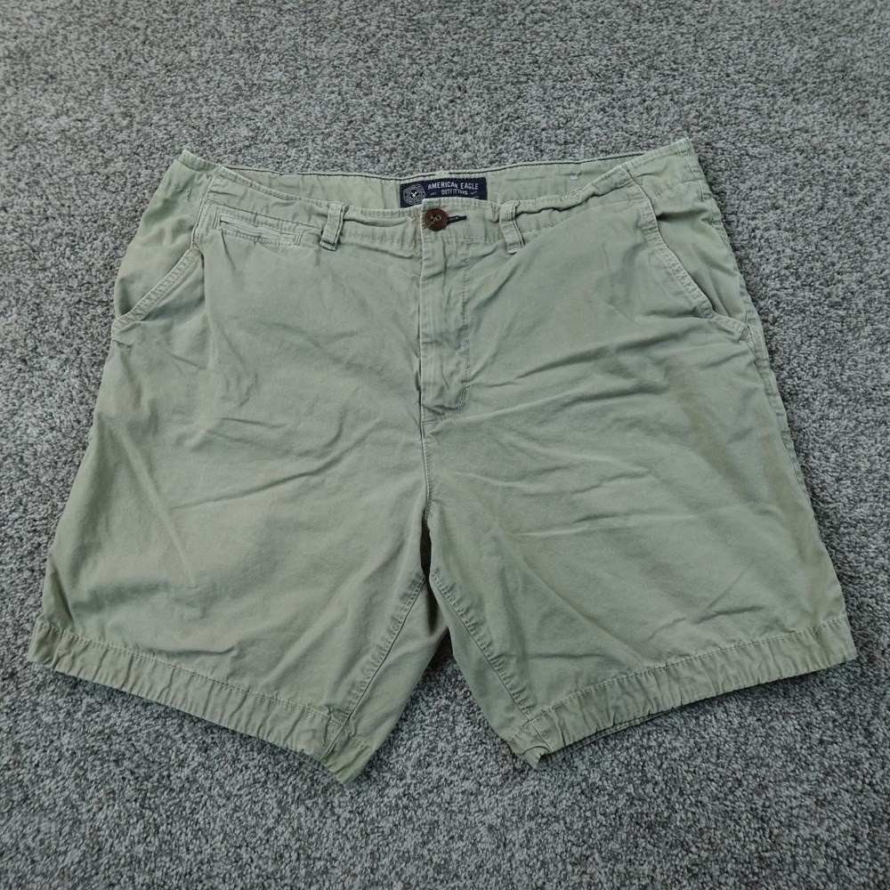American Eagle Shorts Mens 36 Green Gray Chino Flat Front Prep Casual Preppy